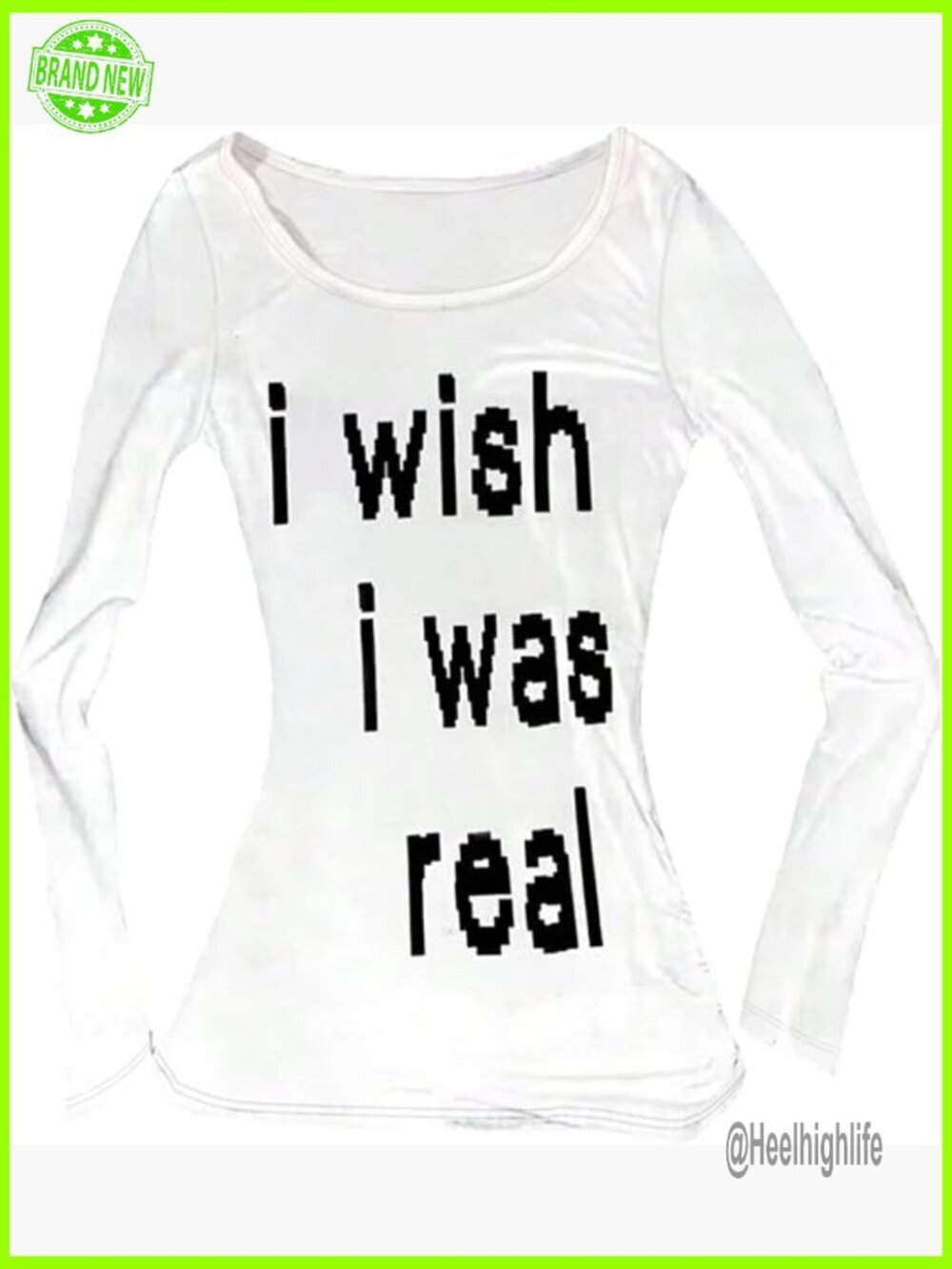 Letter Print Long Sleeve Fitted Crew Neck Tee Y2k Grunge Going Out Top